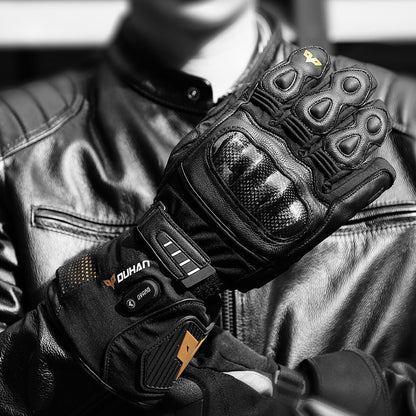 Guantes de moto negros cómodos y calefactables