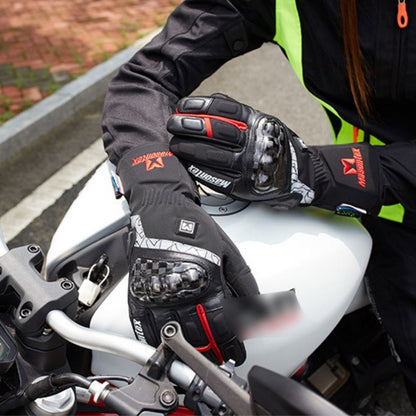 Guantes de moto de carbono calefactables negros
