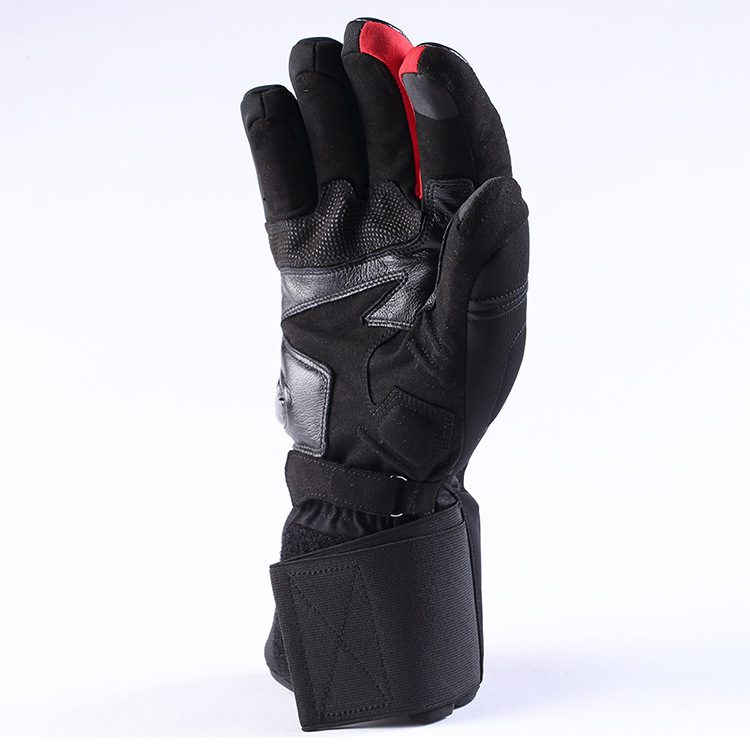 Guantes de moto de carbono calefactables negros