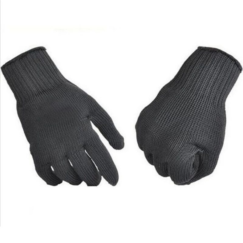 Guantes de cota de malla negros resistentes a los cortes