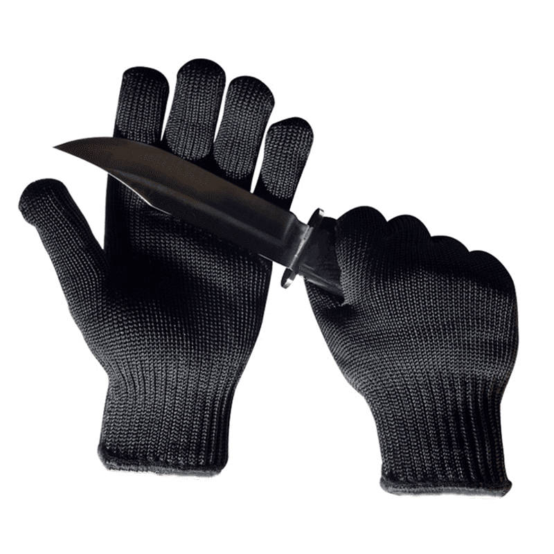 Guantes de cota de malla negros resistentes a los cortes