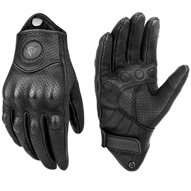 Gants moto cuir unisexes en carbone