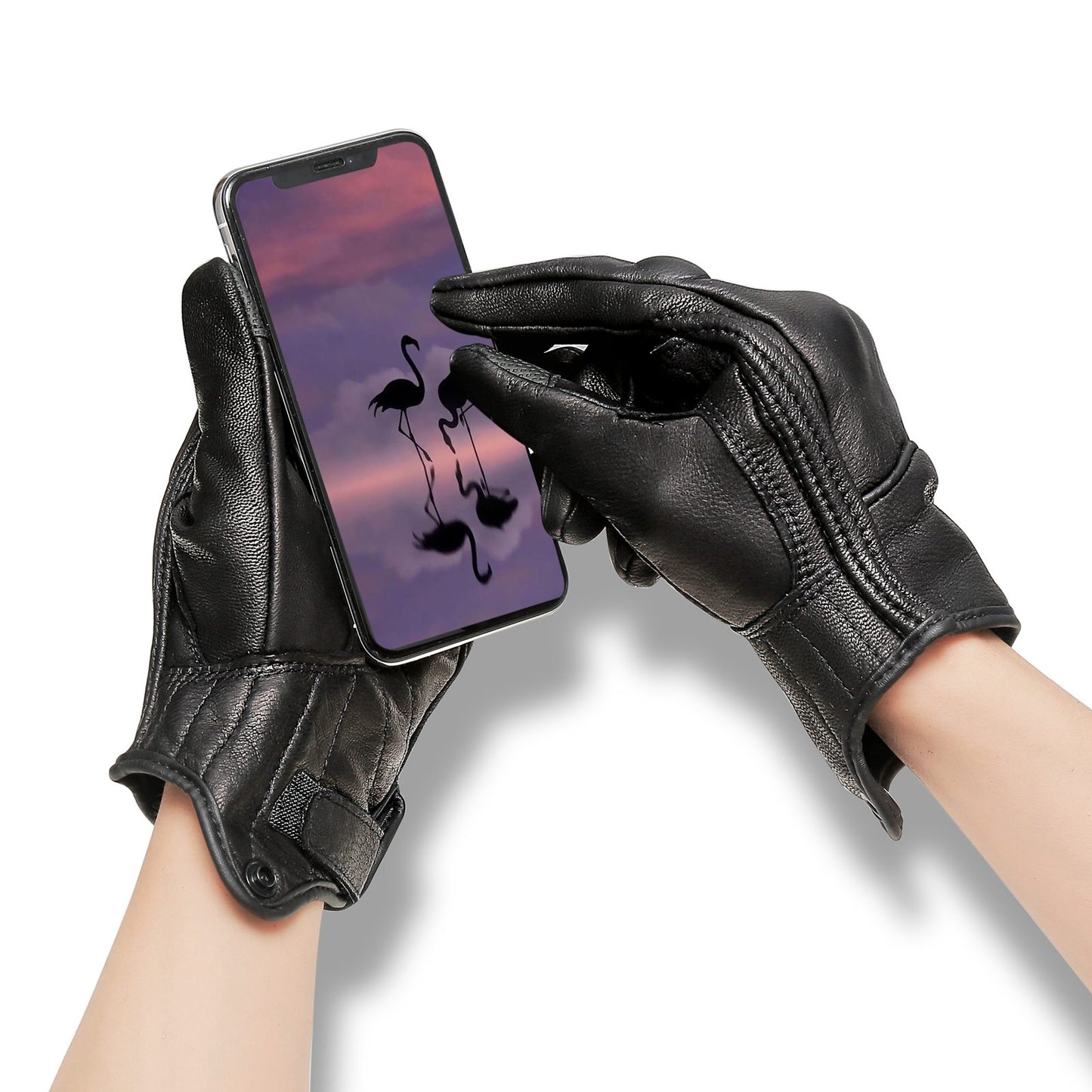 Gants moto cuir résistants tactiles