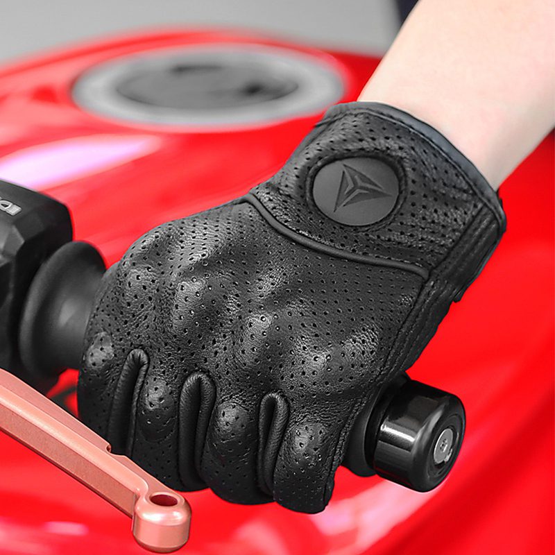 Gants moto cuir unisexes en carbone