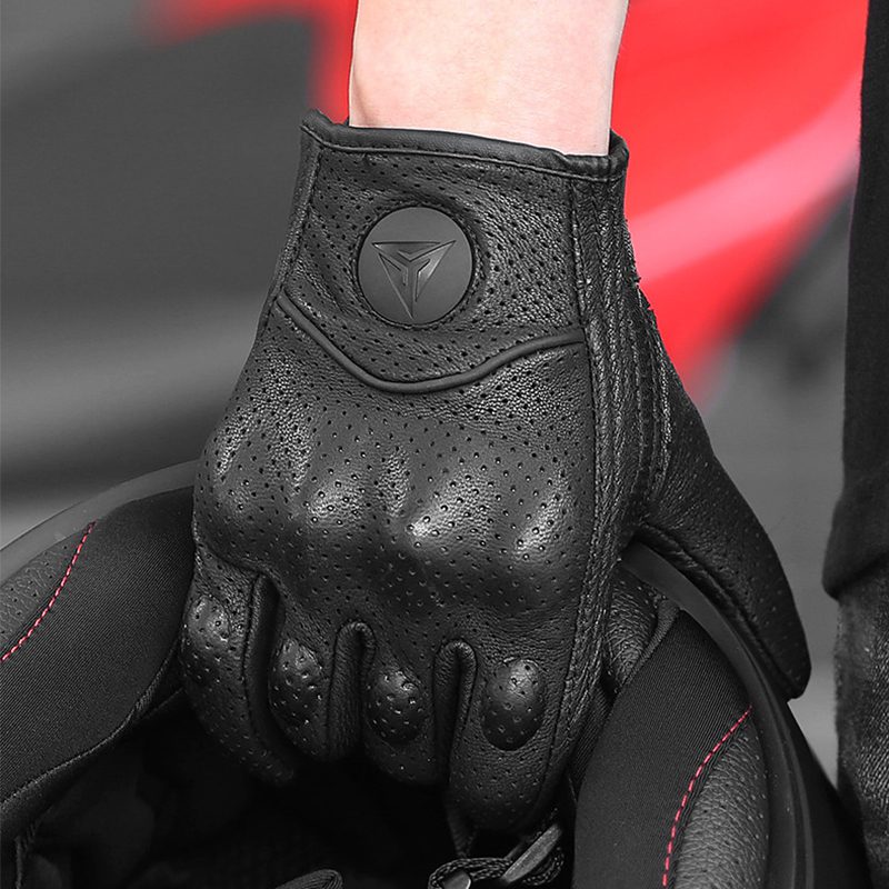 Gants moto cuir unisexes en carbone