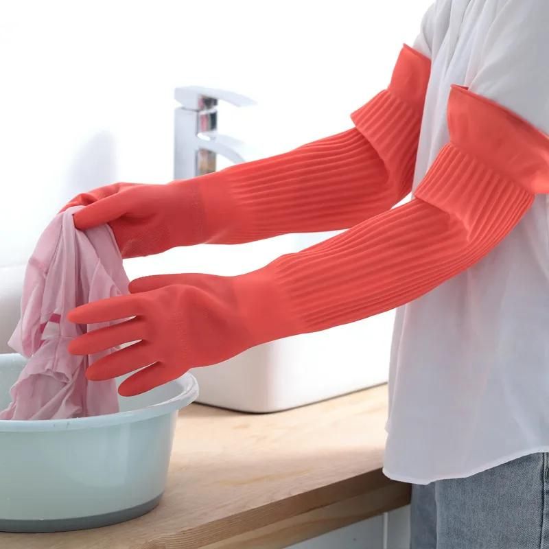 Long-sleeved silicone kitchen gloves