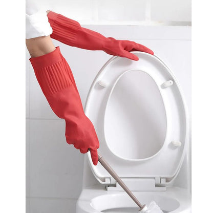 Long-sleeved silicone kitchen gloves