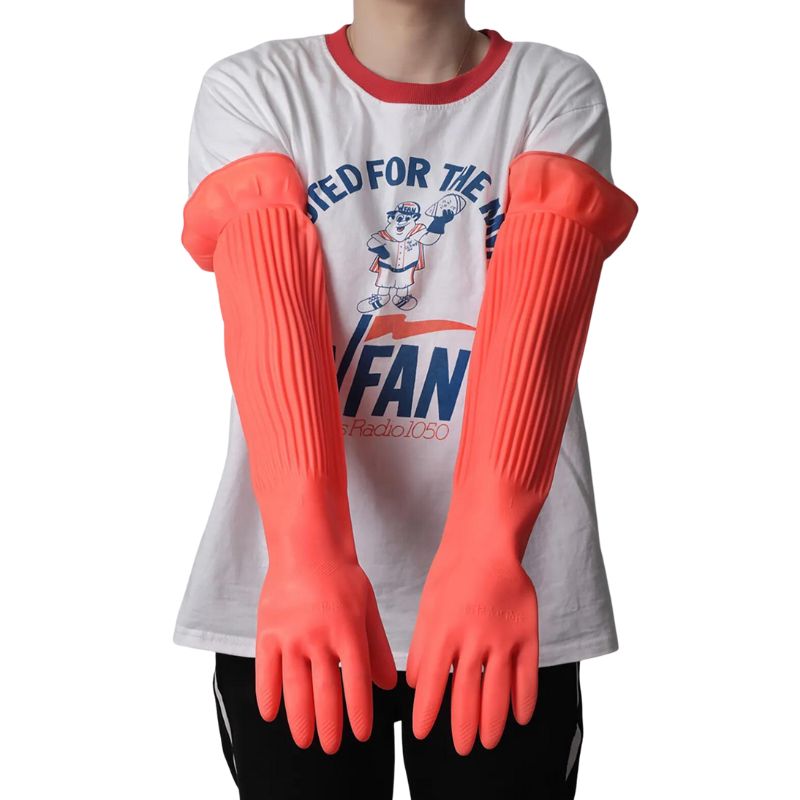 Long-sleeved silicone kitchen gloves