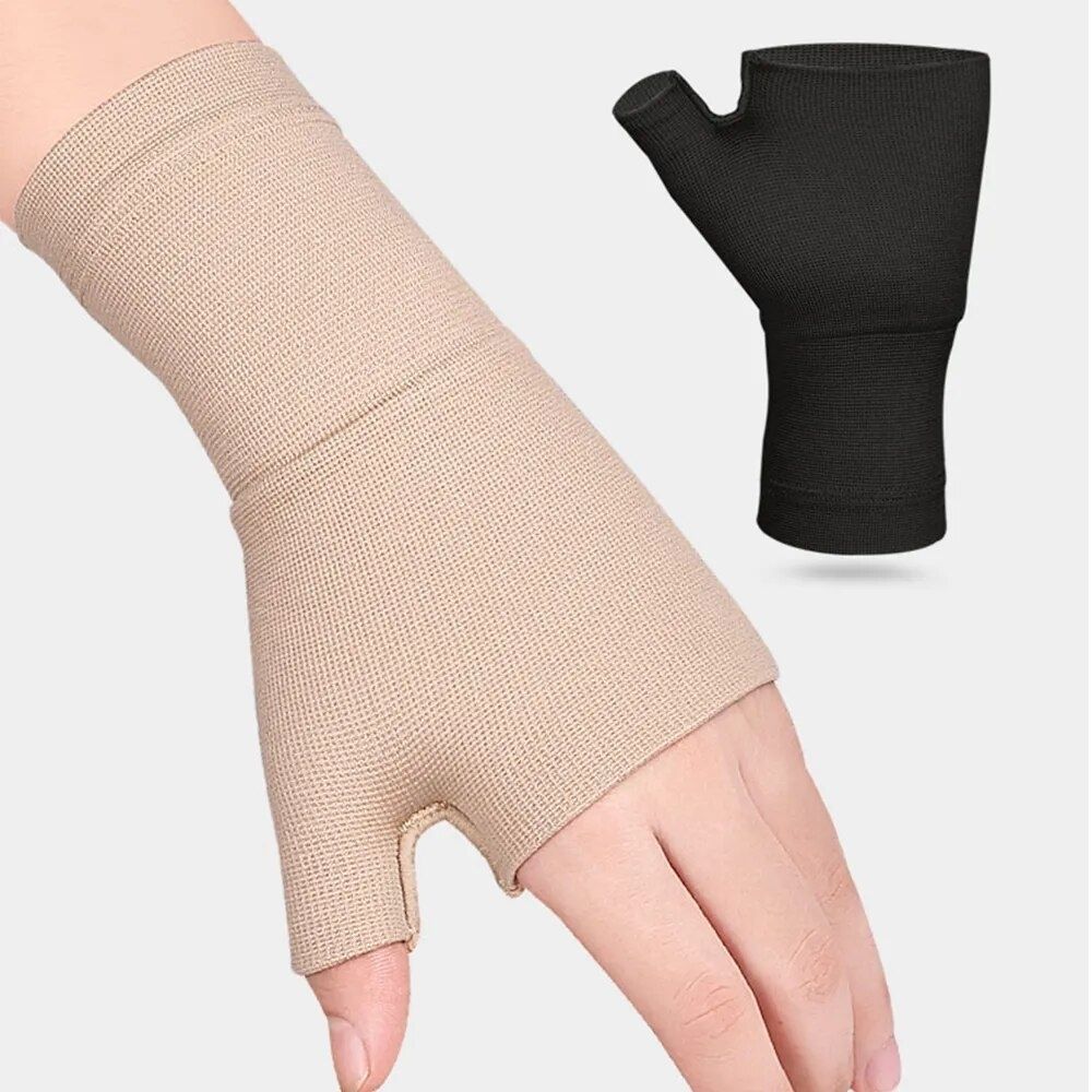 Guantes de compresión sin dedos para la muñeca.
