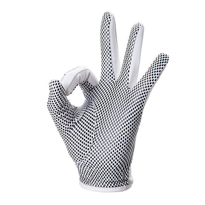 Colorful golf gloves with clover patterns