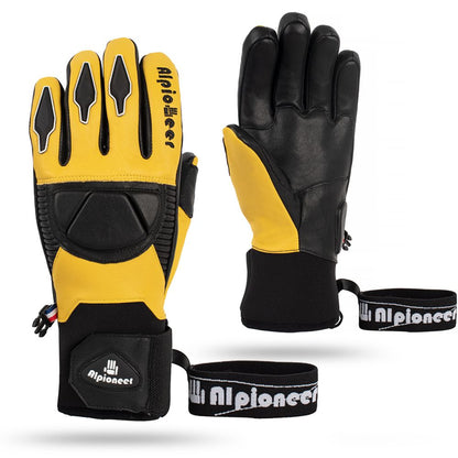 Men's thermal leather ski gloves