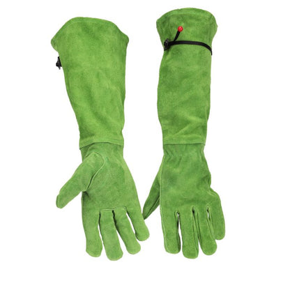 Leather welding gloves with protective sleeves