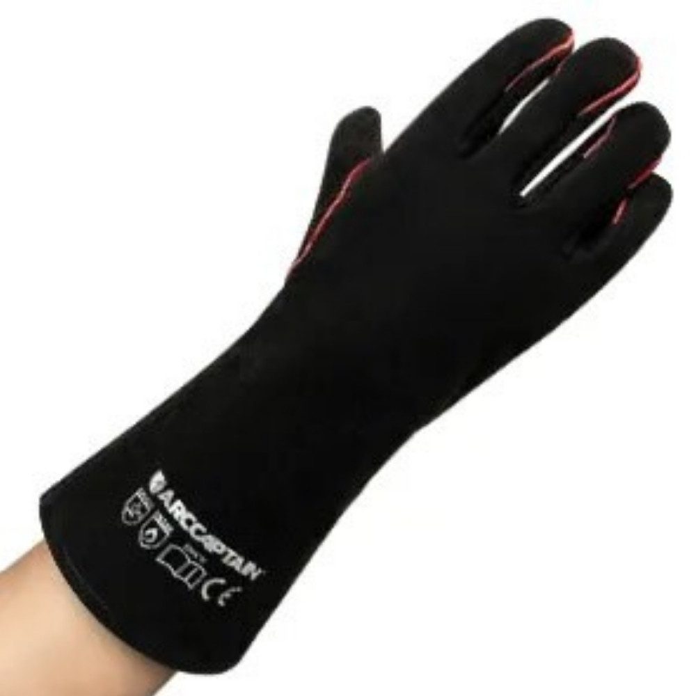 Heat-resistant leather welding gloves