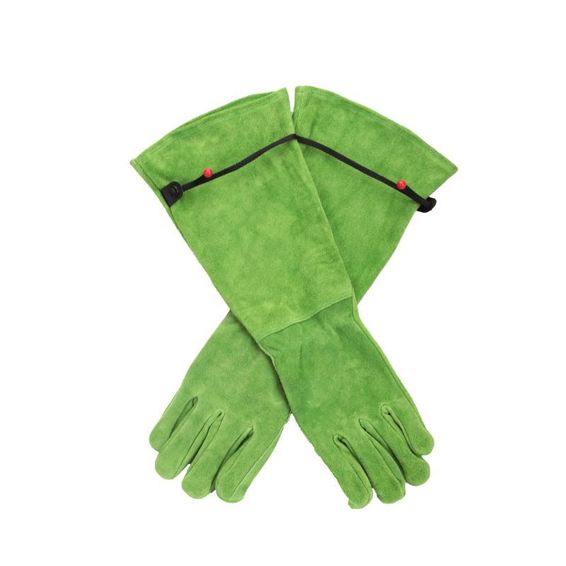Leather welding gloves with protective sleeves