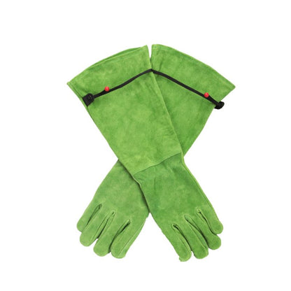 Leather welding gloves with protective sleeves