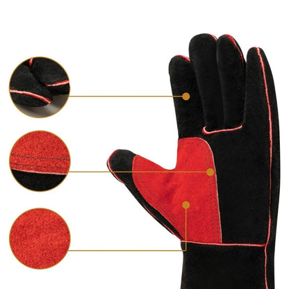 Heat-resistant leather welding gloves