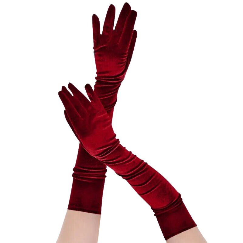 Guantes largos de mujer con estilo terciopelo.