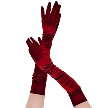 Guantes largos de mujer con estilo terciopelo.