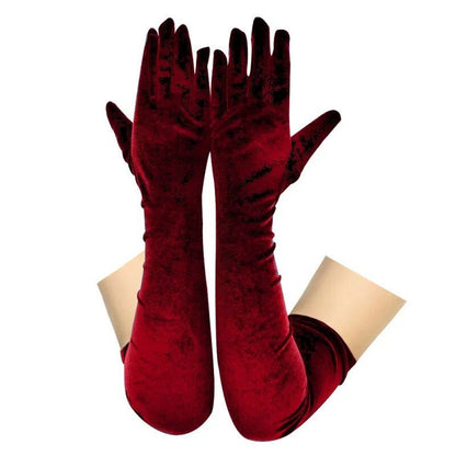 Guantes largos de mujer con estilo terciopelo.