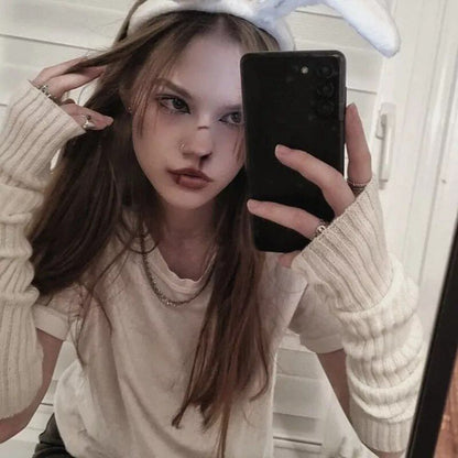 Gants longs femme sans doigts à la mode