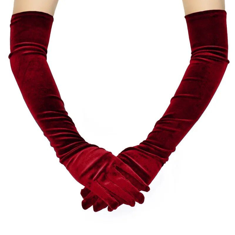 Guantes largos de mujer con estilo terciopelo.