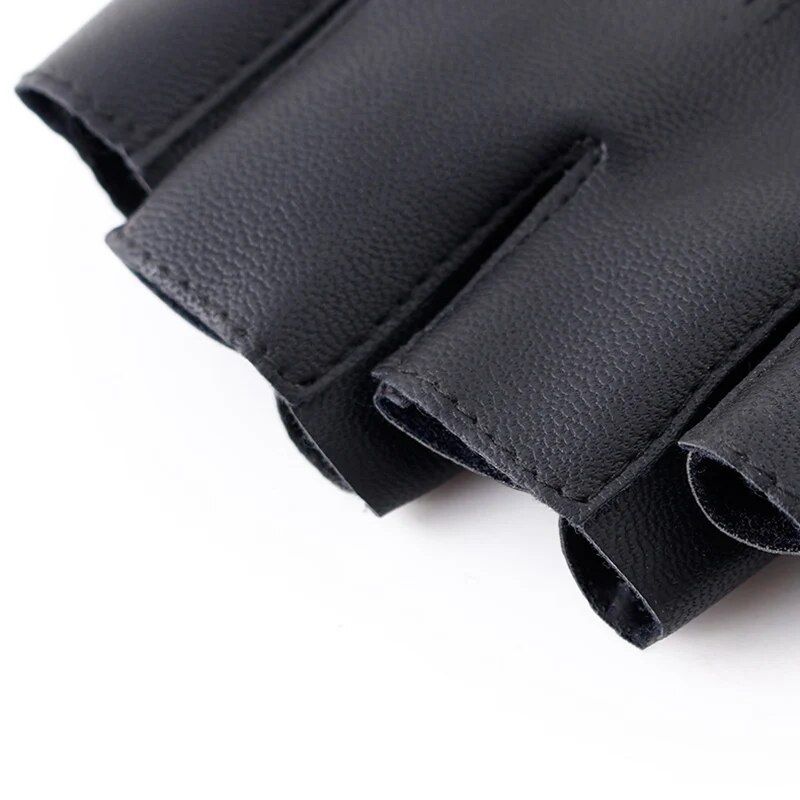 Guantes sin dedos de piel sintética negros para hombre