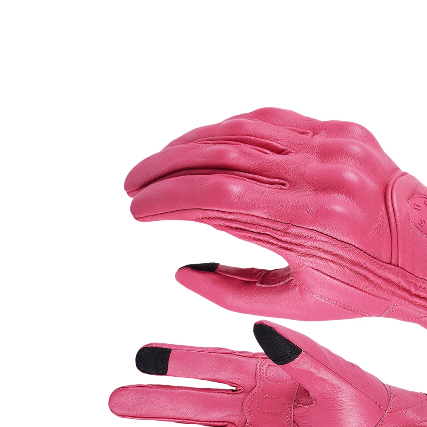 Gants moto femme rose en cuir rétro