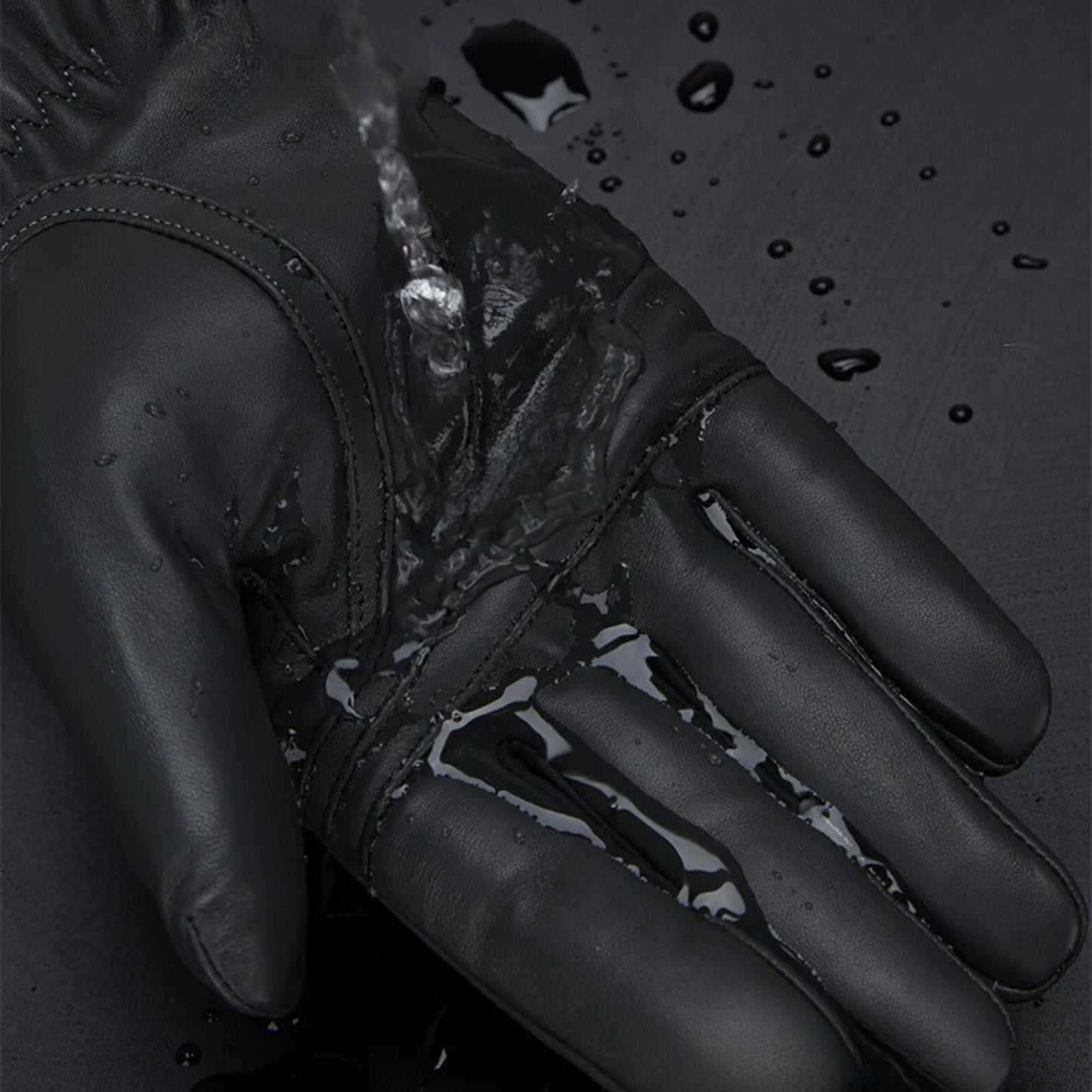 Men's warm leather gloves with lining