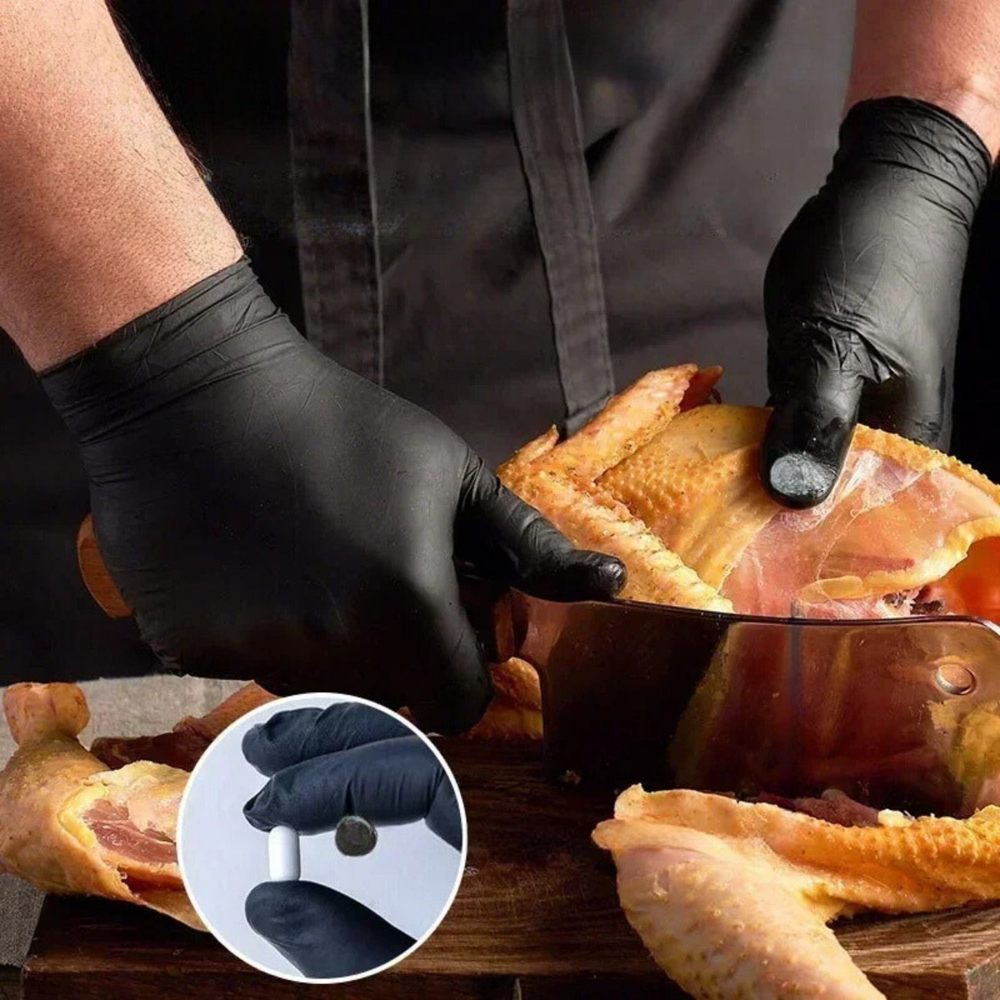 Durable black nitrile gloves, 100 pieces