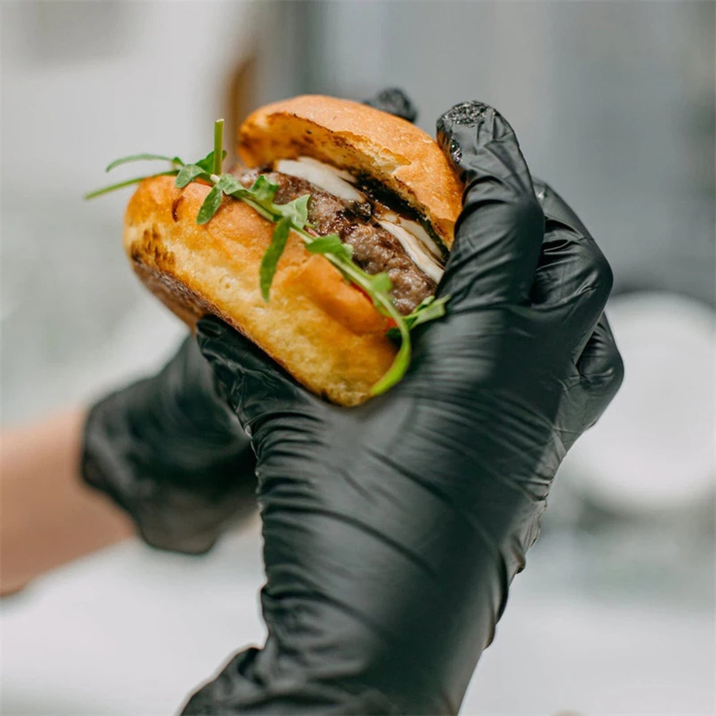 Sturdy black nitrile gloves for household chores