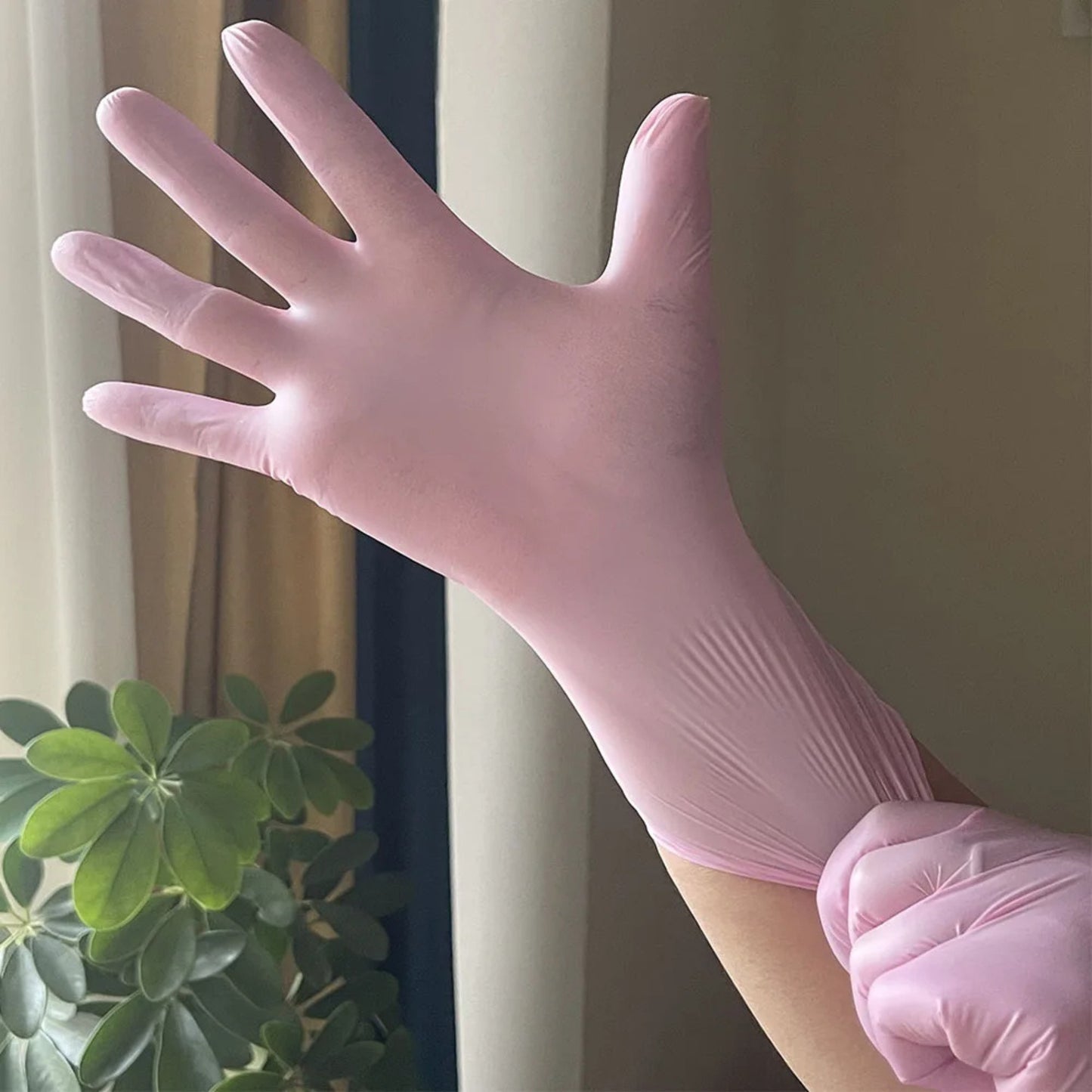 Guantes de cocina de nitrilo impermeables de color rosa