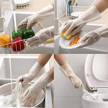 White latex rubber gloves for washing dishes