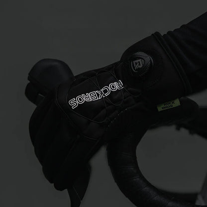 Warm black winter cycling gloves, windproof