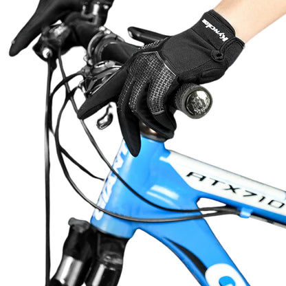 Black winter cycling gloves with shock absorption