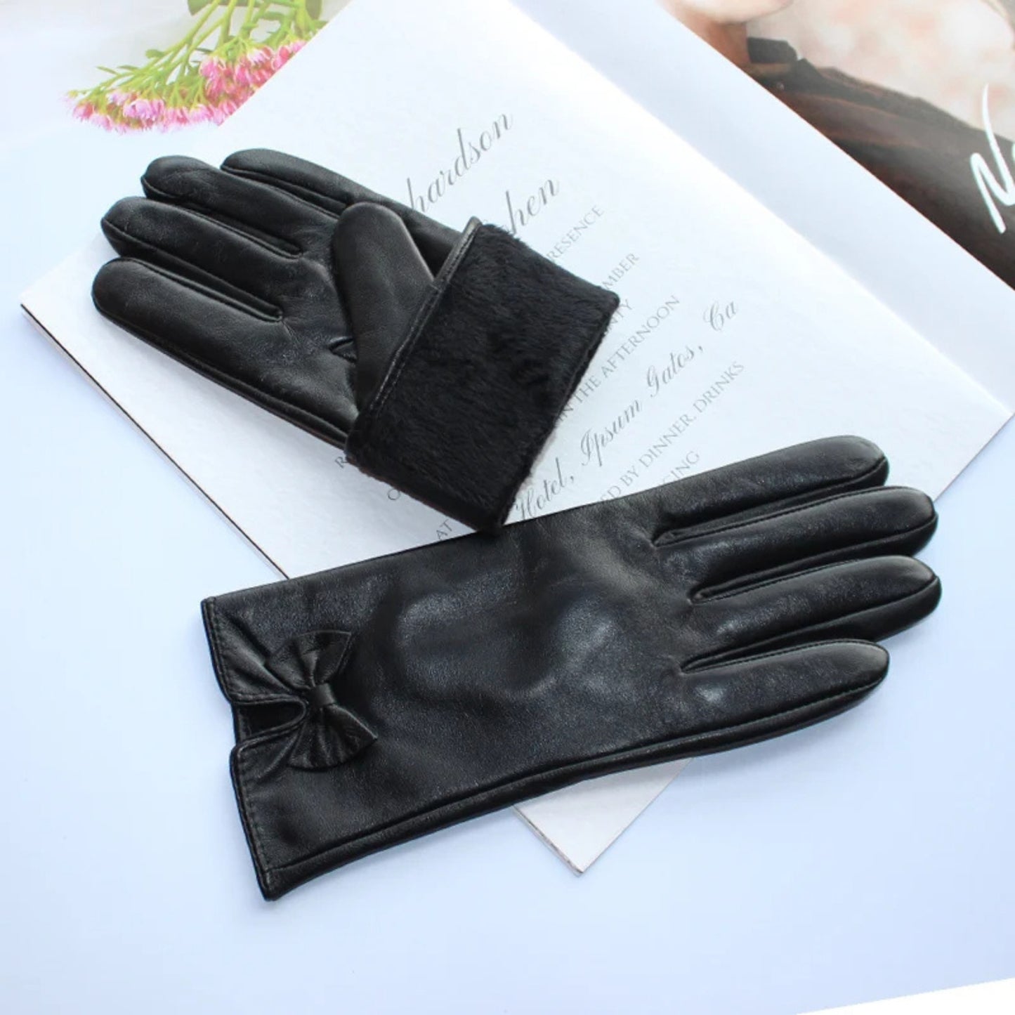 Gants cuir femme tendances noirs