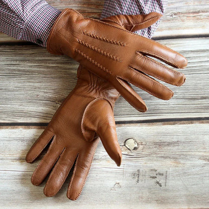 Guantes de piel para hombre con forro cálido y suave.