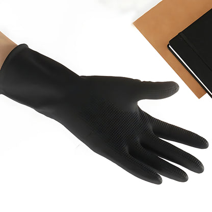 Waterproof black latex gloves with grip