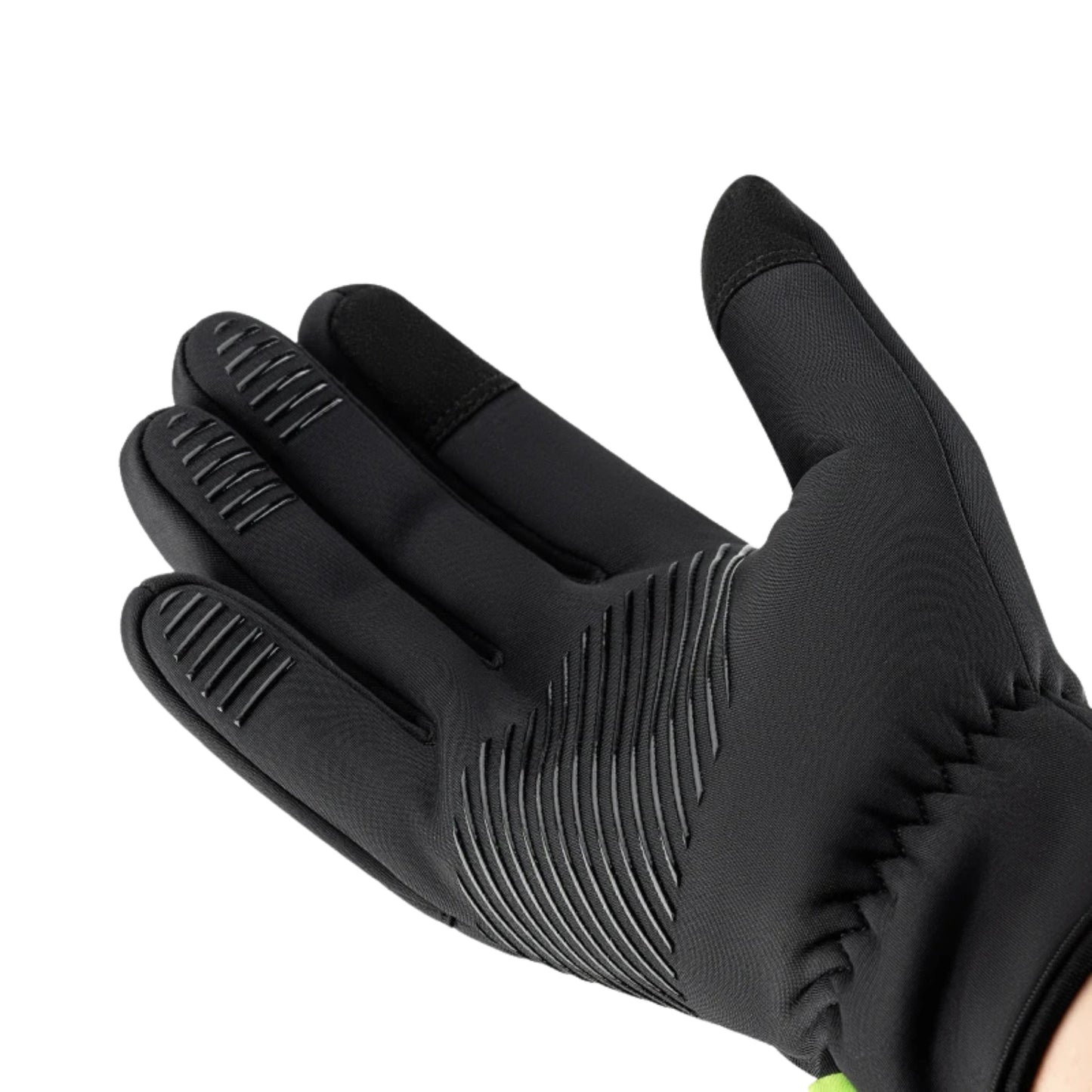 Warm black winter cycling gloves, windproof