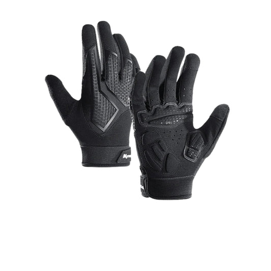 Black winter cycling gloves with shock absorption