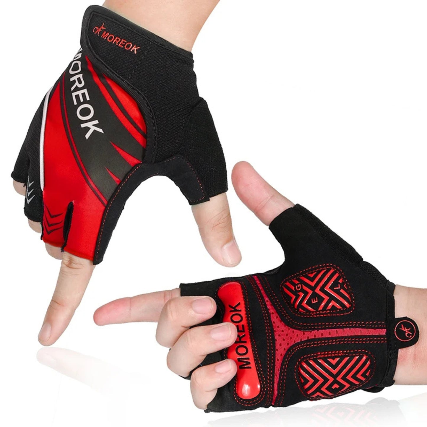Guantes de ciclismo antideslizantes con cierres de velcro.