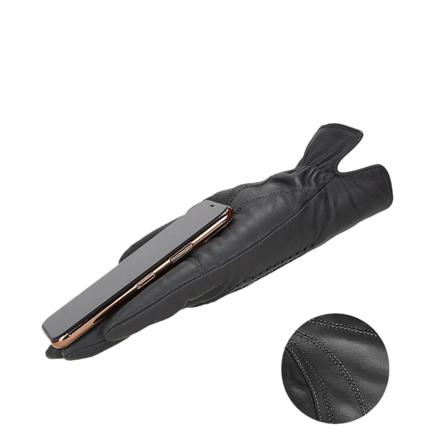 Men's warm leather gloves with lining