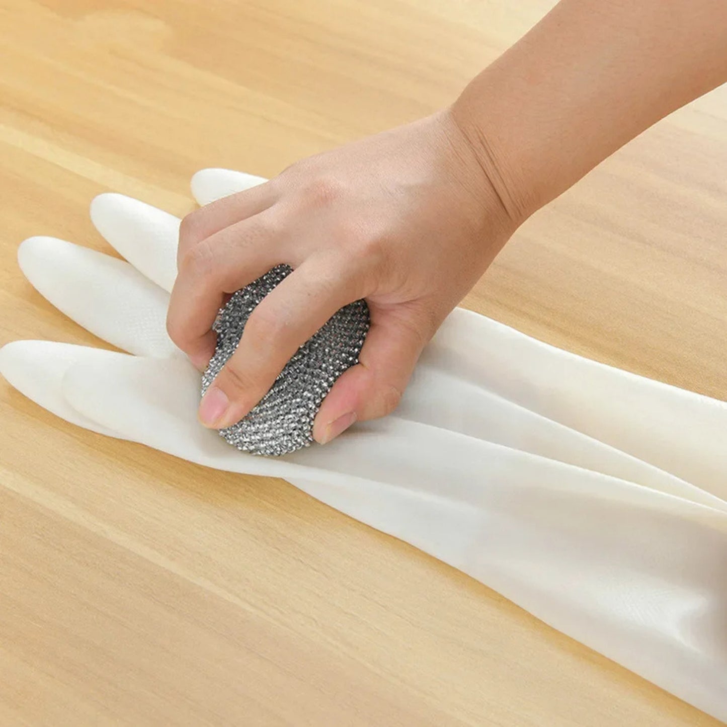 Guantes de cocina de nitrilo blanco para limpieza reutilizable