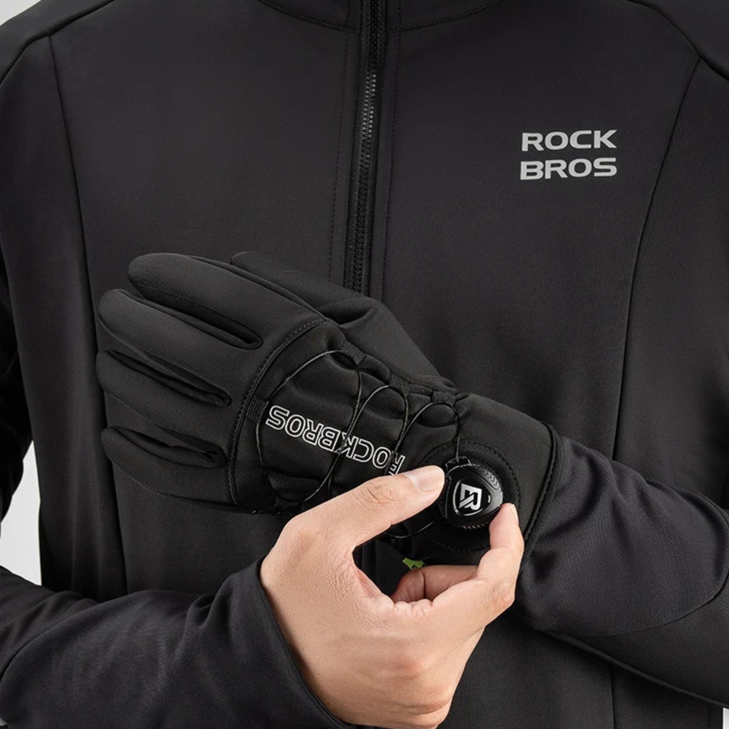 Warm black winter cycling gloves, windproof
