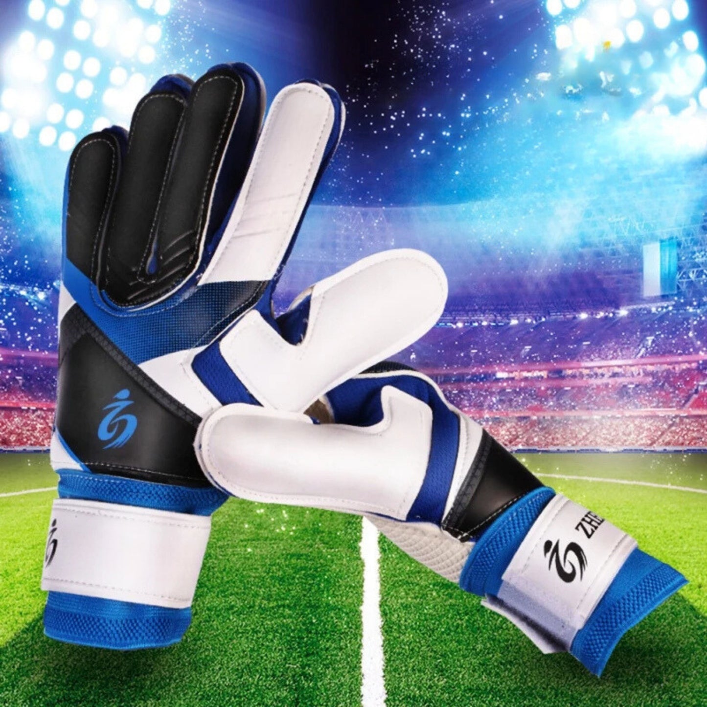 Goalkeeper gloves with colored patterns