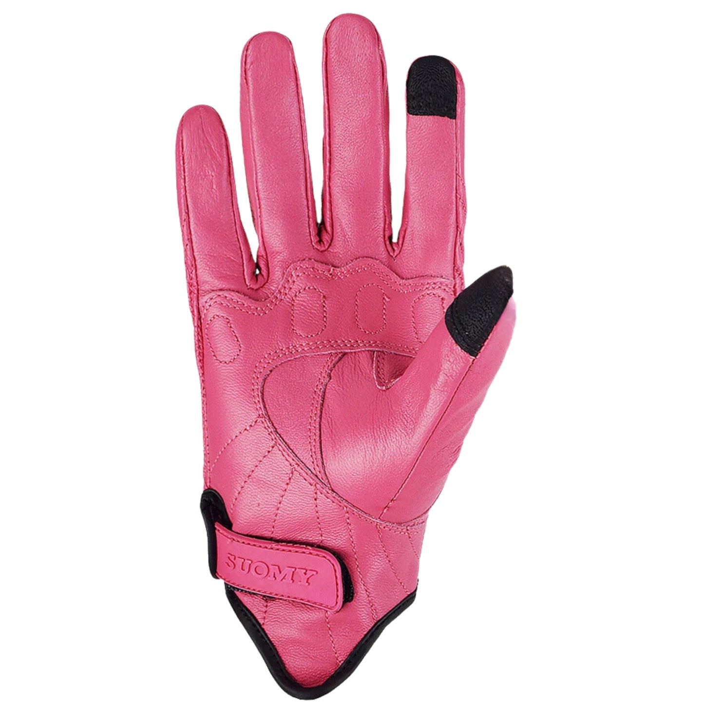 Gants moto femme rose en cuir rétro