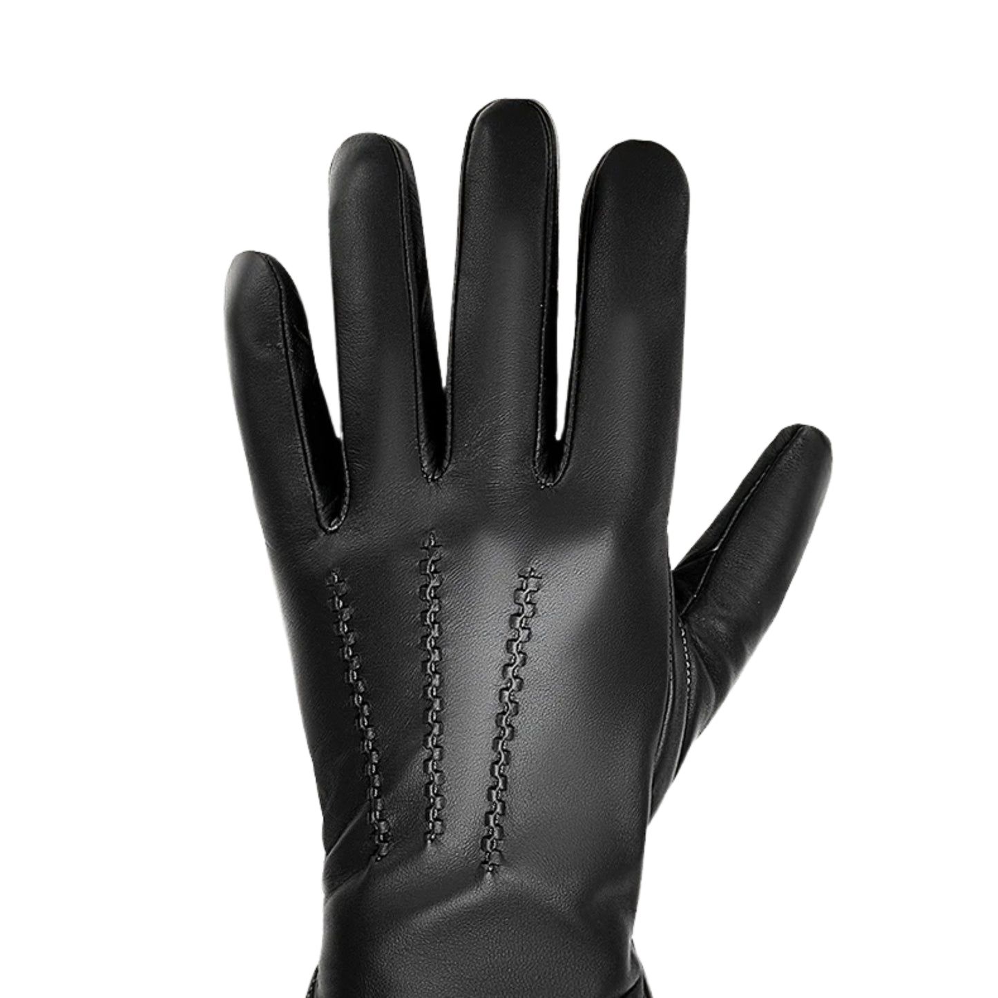 Men's warm leather gloves with lining