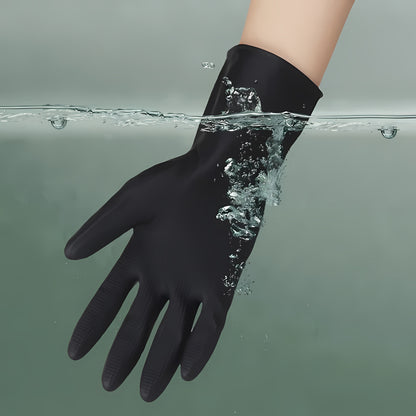 Waterproof black latex gloves with grip