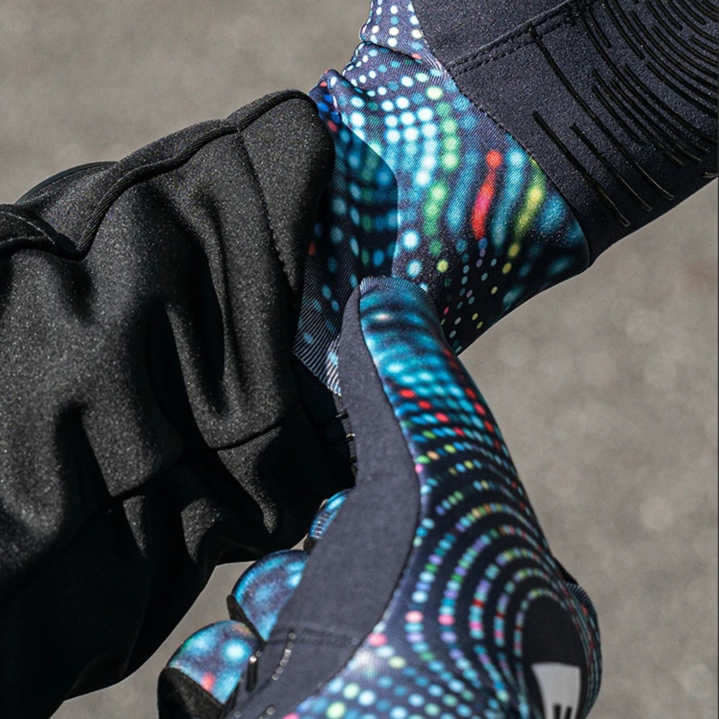 Designer winter cycling gloves with wrist guards