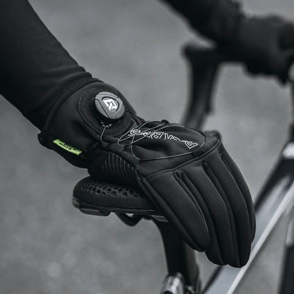 Warm black winter cycling gloves, windproof