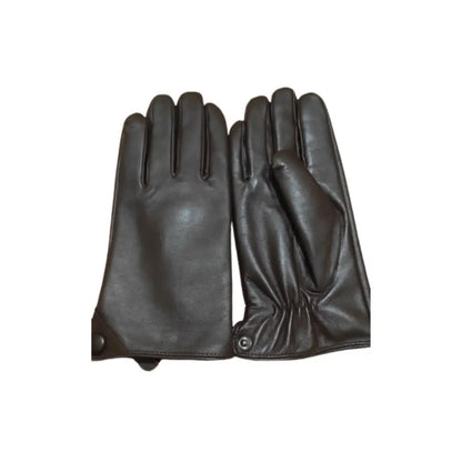 Gant cuir homme noir haut de gamme sur fond blanc.